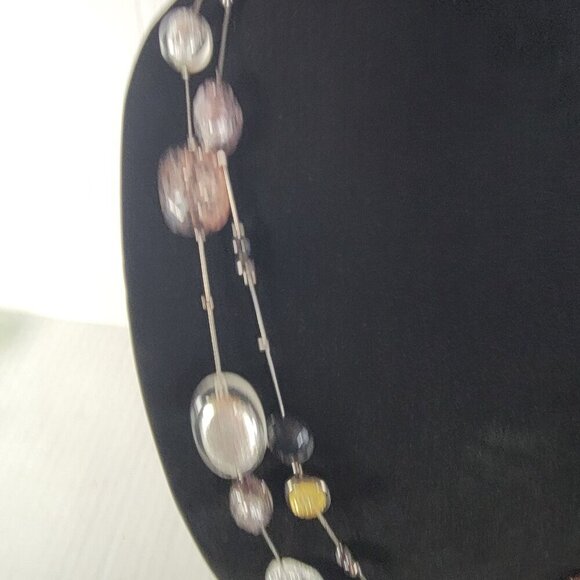 Vintage NY Multi-Layered Elegant Versatile Silver Mixed Plastic Beads Necklace - Picture 2 of 5